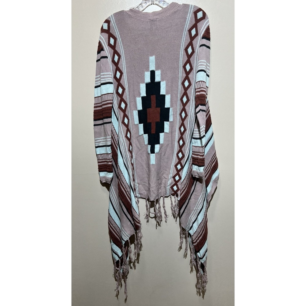 Hayden Los Angeles Women's Small Open Front Longline Cardigan Aztec BOHO